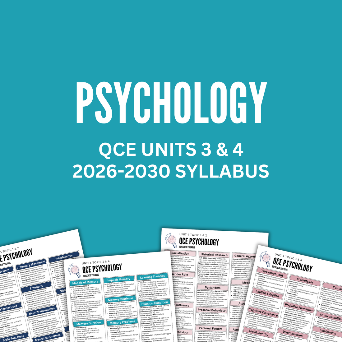 QCE 3/4 Psychology Summary Notes – ATAR Student